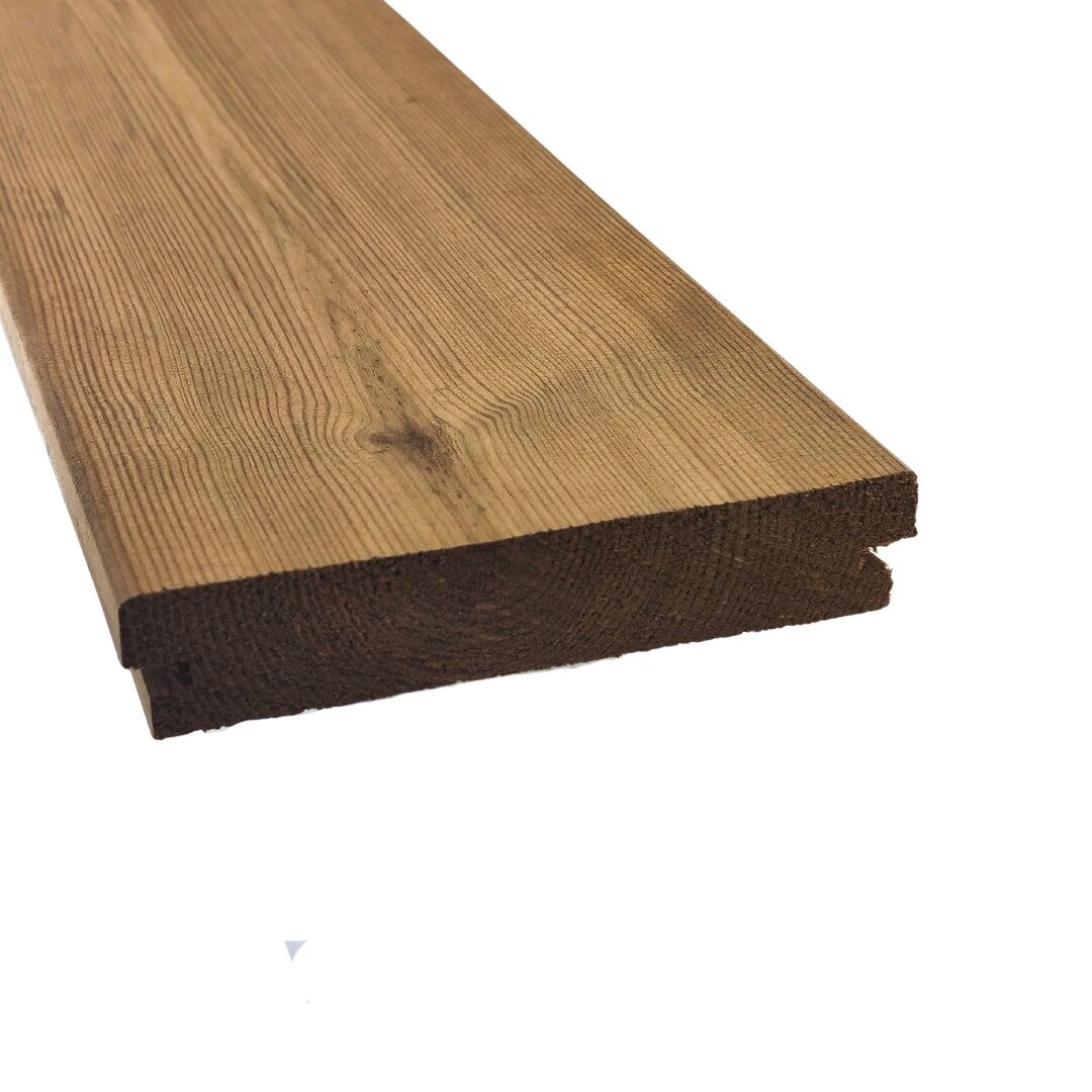 14 Deck em Madeira de Pinho Silvestre, Termo Modificado, 140mm largura, Liso – Fixação com Clip - Image 1