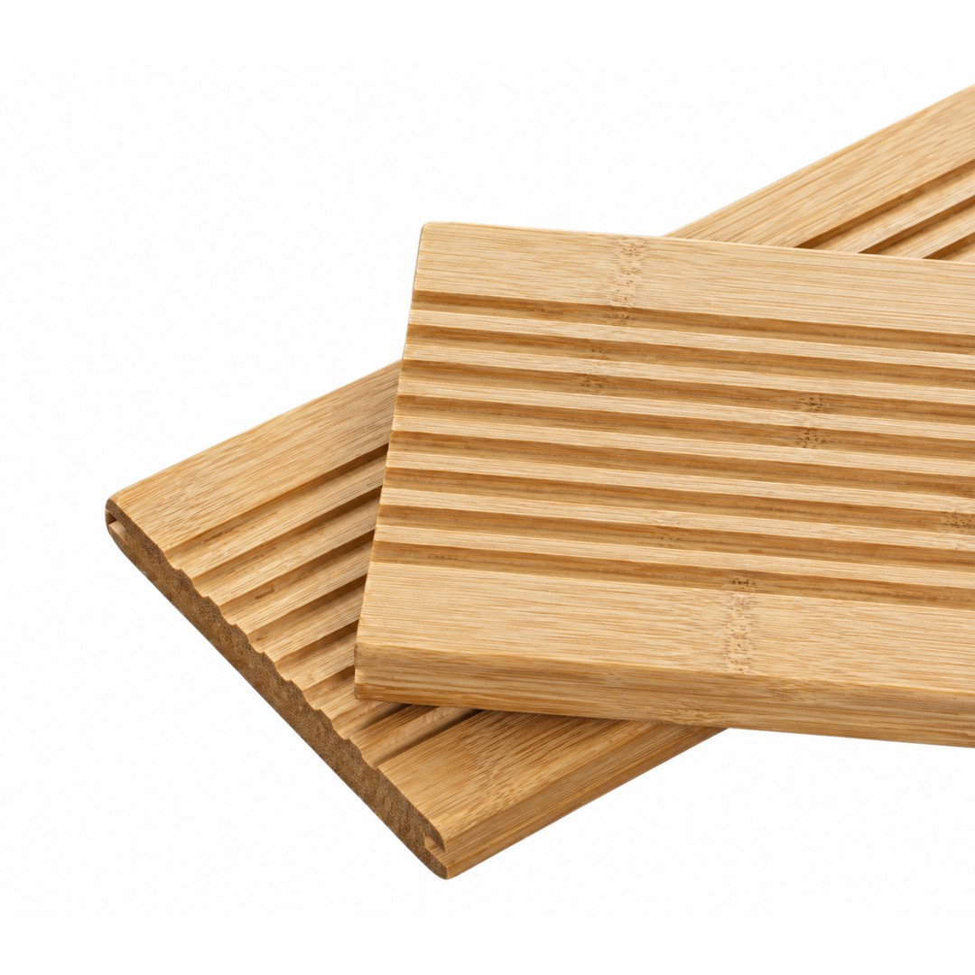 bambu-sem-oleo-perfil-ranhurado Deck em Madeira de Bamboo Exterior Alta Densidade 20×140×1860 mm (1850 mm útil) NATURAL,1.036m2 - Image 1