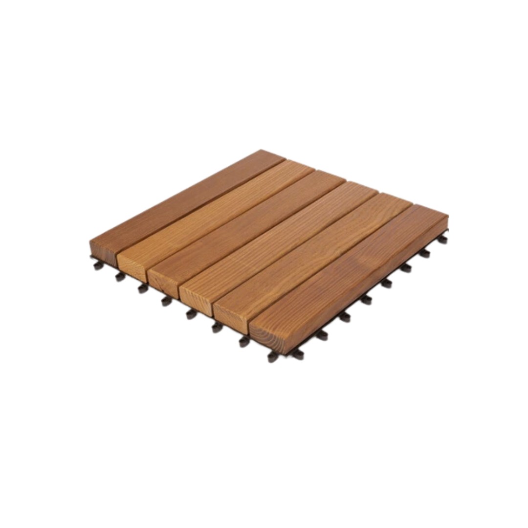deck-modular-freixo-300x300-46 Deck Mosaico, Madeira de Freixo, Thermo Wood, 300X300(46)mm, Exclusive, Base PVC,1,08m2 - Image 1