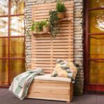 Floreira Exterior Em Madeira Com Ripado - 173x89x43