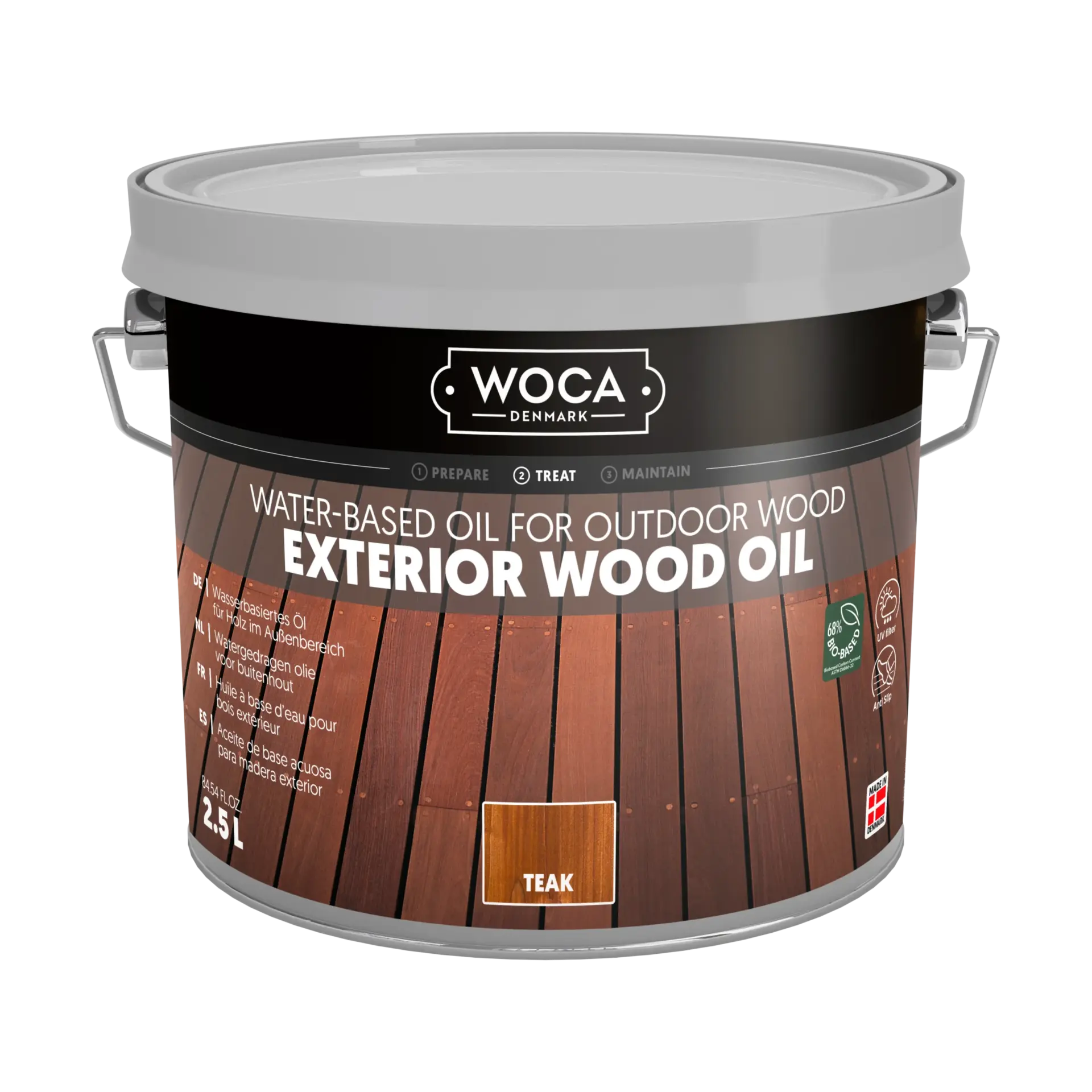 exterior-wood-oil-teak-2-5L_617958A-scaled Óleo para Madeira Exterior, WOCA, 2.5L– Proteção para Deck e Fachadas - Image 1